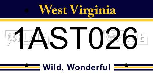 1AST026 West Virginia License Plate