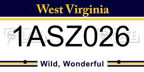 1ASZ026 West Virginia License Plate
