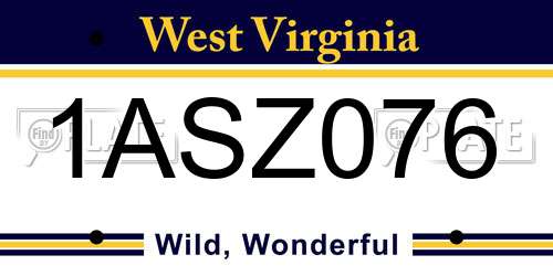 1ASZ076 West Virginia License Plate