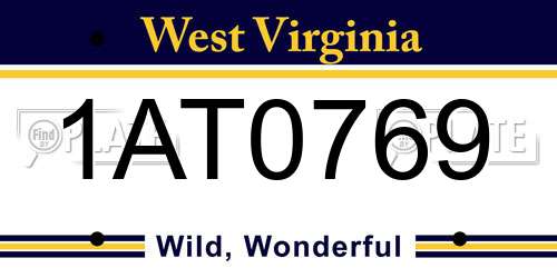 1AT0769 West Virginia License Plate