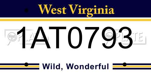 1AT0793 West Virginia License Plate
