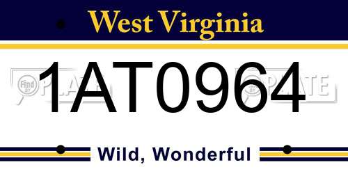 1AT0964 West Virginia License Plate