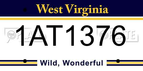 1AT1376 West Virginia License Plate