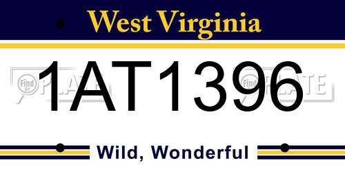 1AT1396 West Virginia License Plate