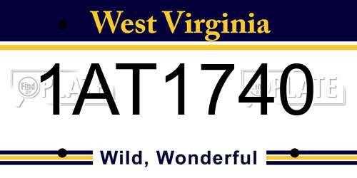 1AT1740 West Virginia License Plate