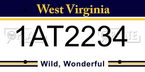 1AT2234 West Virginia License Plate