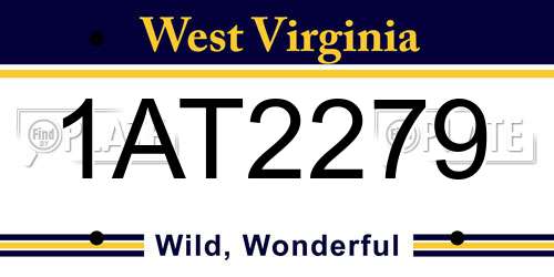 1AT2279 West Virginia License Plate