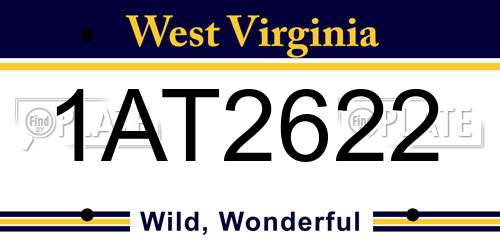 1AT2622 West Virginia License Plate
