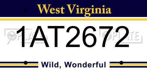 1AT2672 West Virginia License Plate