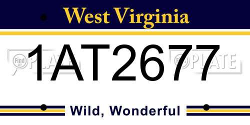 1AT2677 West Virginia License Plate