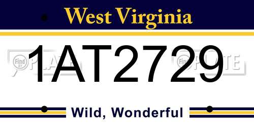 1AT2729 West Virginia License Plate
