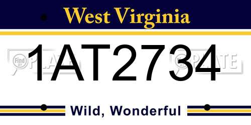 1AT2734 West Virginia License Plate