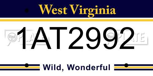 1AT2992 West Virginia License Plate