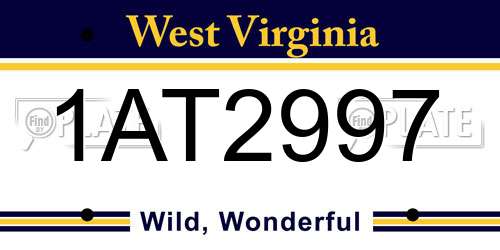 1AT2997 West Virginia License Plate