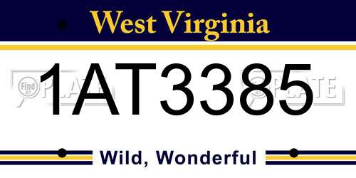 1AT3385 West Virginia License Plate
