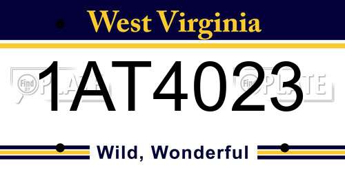 1AT4023 West Virginia License Plate