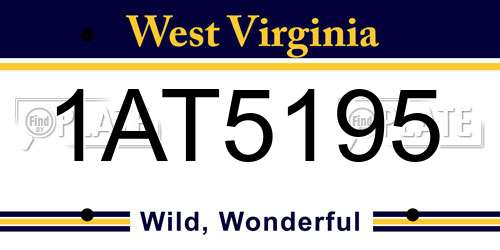 1AT5195 West Virginia License Plate