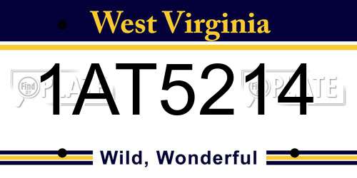1AT5214 West Virginia License Plate