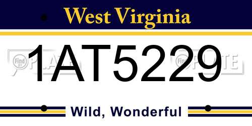 1AT5229 West Virginia License Plate