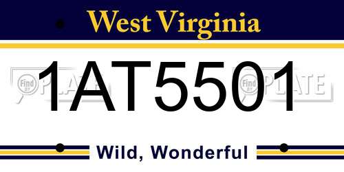 1AT5501 West Virginia License Plate