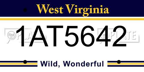 1AT5642 West Virginia License Plate