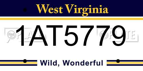 1AT5779 West Virginia License Plate