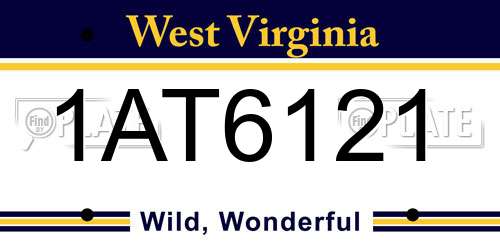 1AT6121 West Virginia License Plate