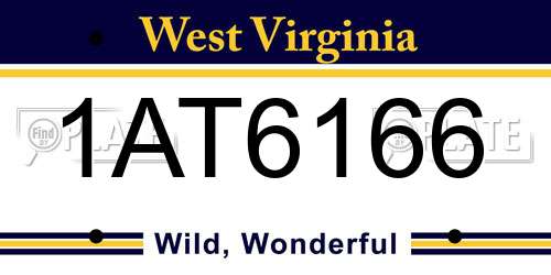 1AT6166 West Virginia License Plate
