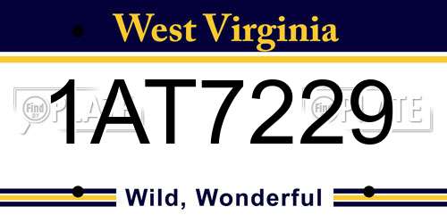 1AT7229 West Virginia License Plate