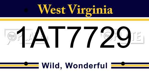 1AT7729 West Virginia License Plate