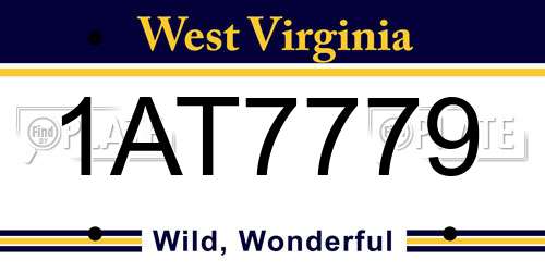 1AT7779 West Virginia License Plate