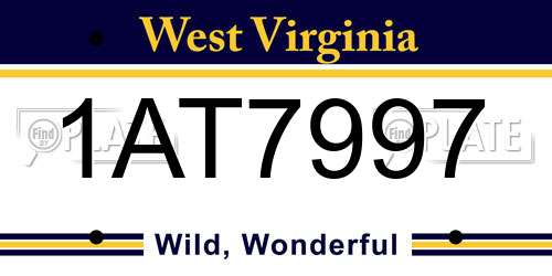 1AT7997 West Virginia License Plate