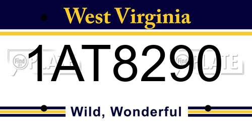 1AT8290 West Virginia License Plate