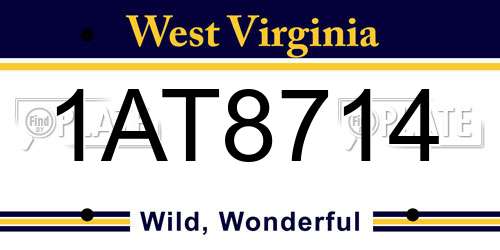 1AT8714 West Virginia License Plate