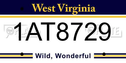 1AT8729 West Virginia License Plate