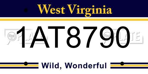 1AT8790 West Virginia License Plate