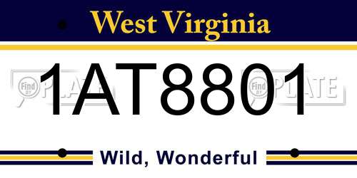 1AT8801 West Virginia License Plate