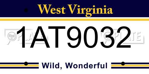 1AT9032 West Virginia License Plate