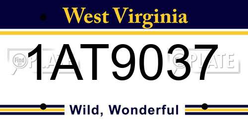 1AT9037 West Virginia License Plate