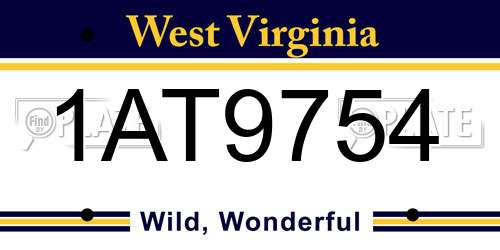 1AT9754 West Virginia License Plate