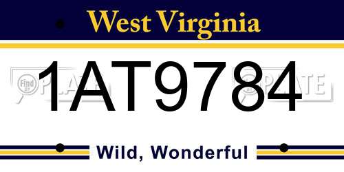 1AT9784 West Virginia License Plate