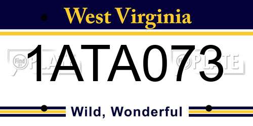 1ATA073 West Virginia License Plate