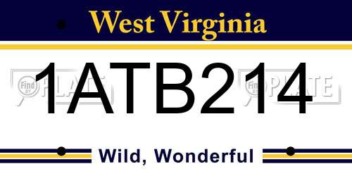 1ATB214 West Virginia License Plate