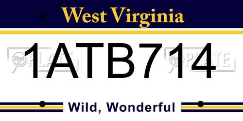 1ATB714 West Virginia License Plate