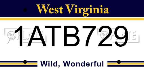 1ATB729 West Virginia License Plate