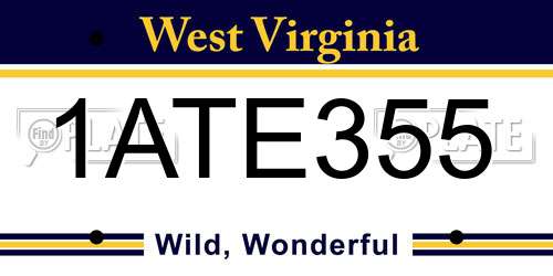 1ATE355 West Virginia License Plate