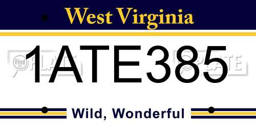 1ATE385 West Virginia License Plate