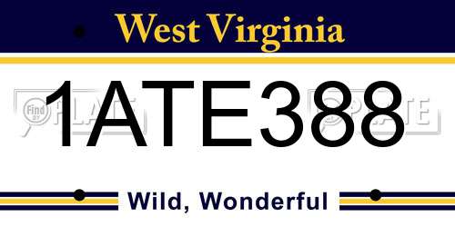 1ATE388 West Virginia License Plate