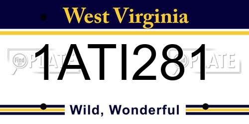 1ATI281 West Virginia License Plate