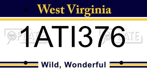 1ATI376 West Virginia License Plate